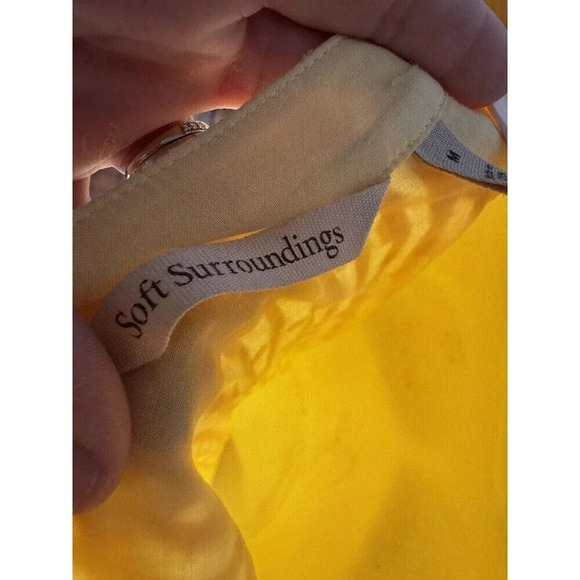 Soft Surroundings Blouse Women’s M Yellow Rayon Seersucker Ruffle Top M - Picture 6 of 7